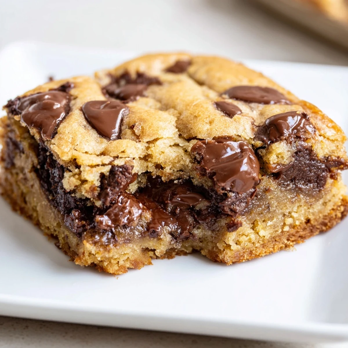 Golden, freshly baked The Ultimate Gooey Chocolate Chip Cookie Bars, ready to serve and enjoy with a rich aroma.