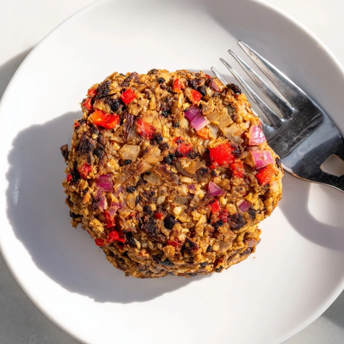 Golden-brown vegetarian black bean burgers ready to eat, served with fresh toppings and a soft bun.