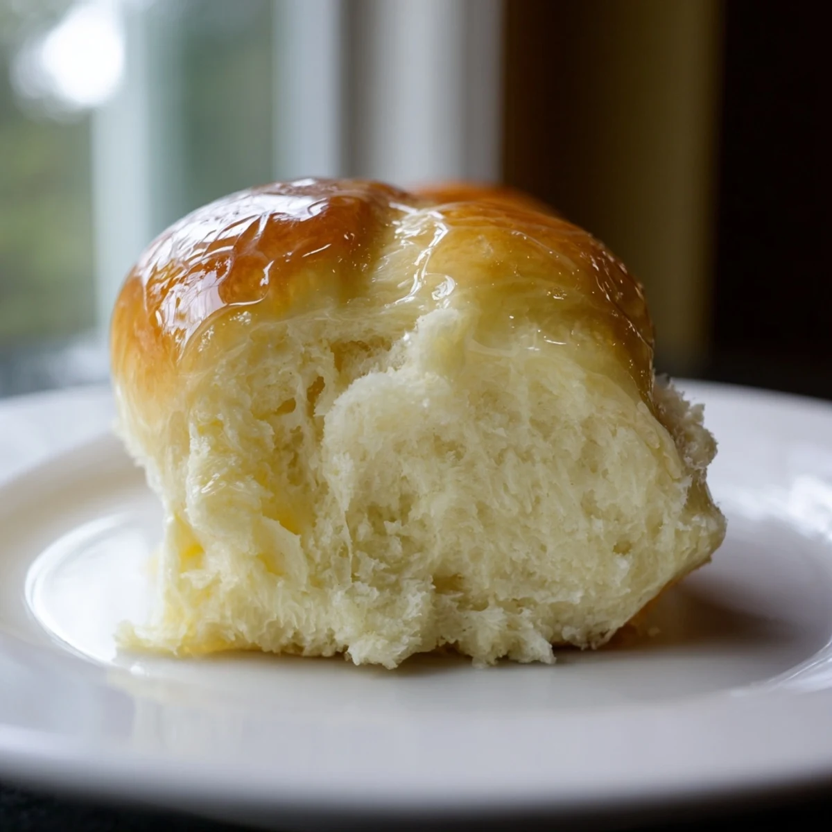 Golden-brown Quick-Rise Dinner Rolls, fresh from the oven, offer a tempting, buttery aroma and soft texture.