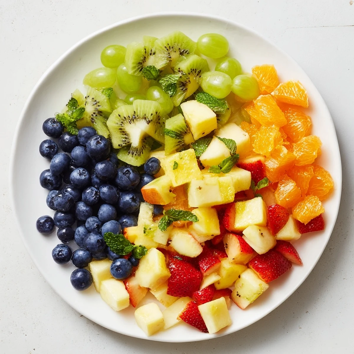 A refreshing fruit salad overflowing with juicy berries and pineapple, drizzled in honey-lime dressing.