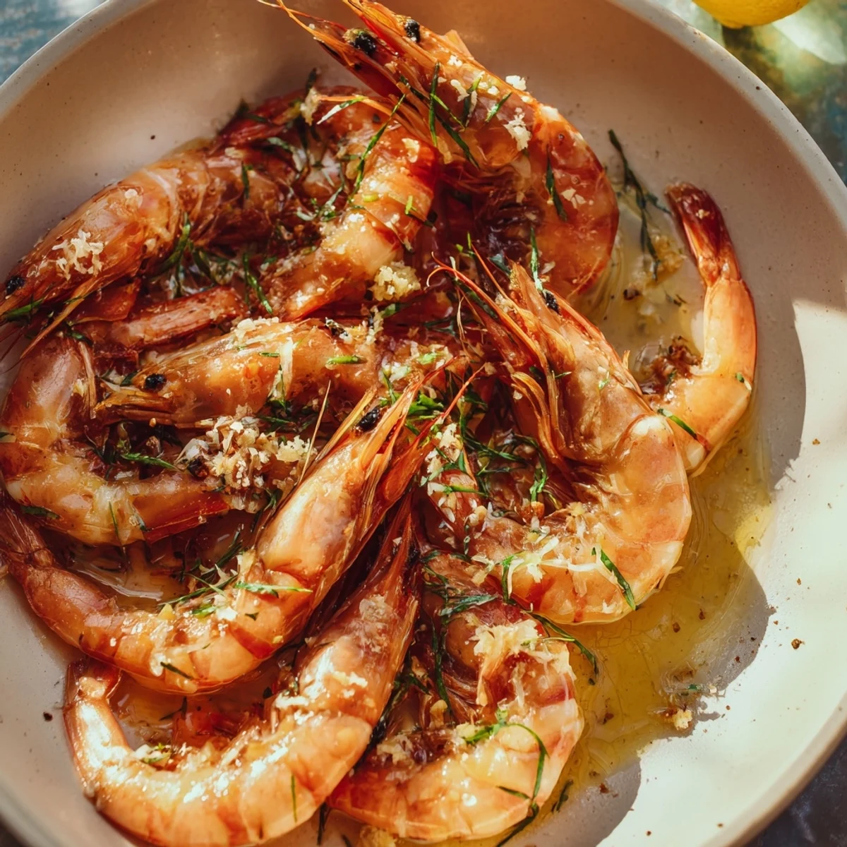 Golden garlic shrimp scampi, a quick Italian-American dish with tender shrimp and bright lemon zest.