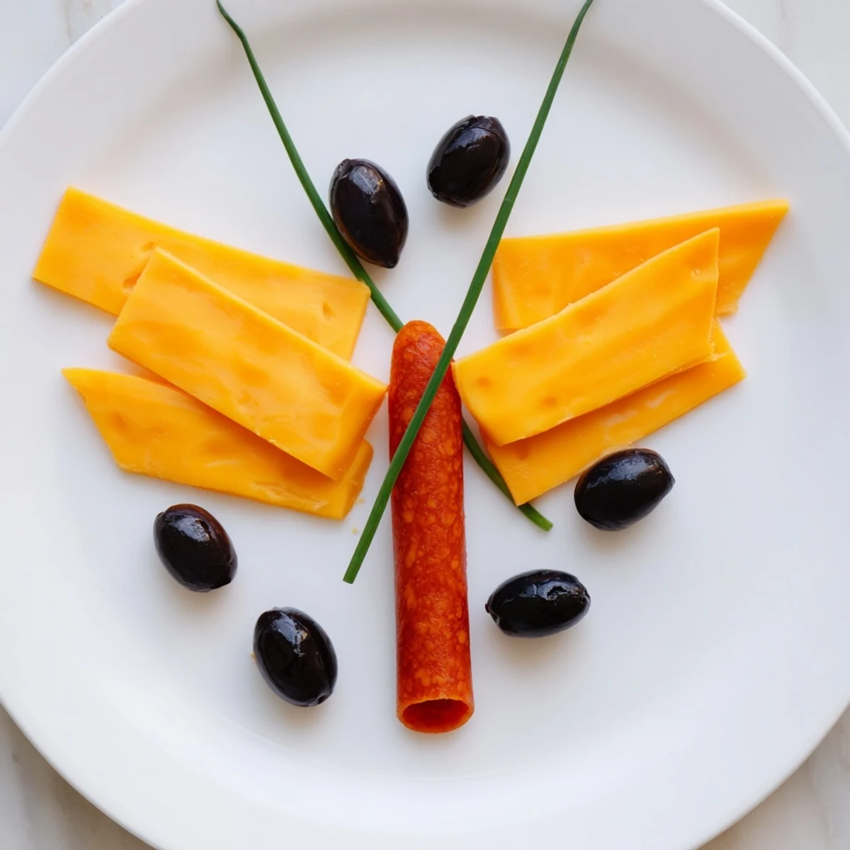Imagine this: A colorful, whimsical Butterfly Migration platter with salami bodies and olive-spotted cheese wings!