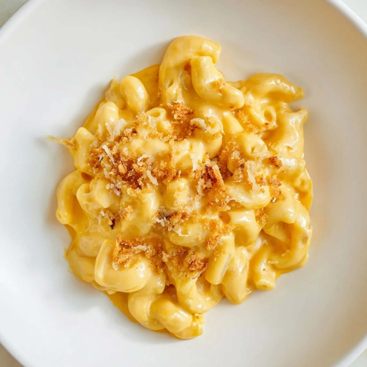 A warm bowl of Butternut Squash Mac glows, a creamy, golden, cheesy comfort meal.