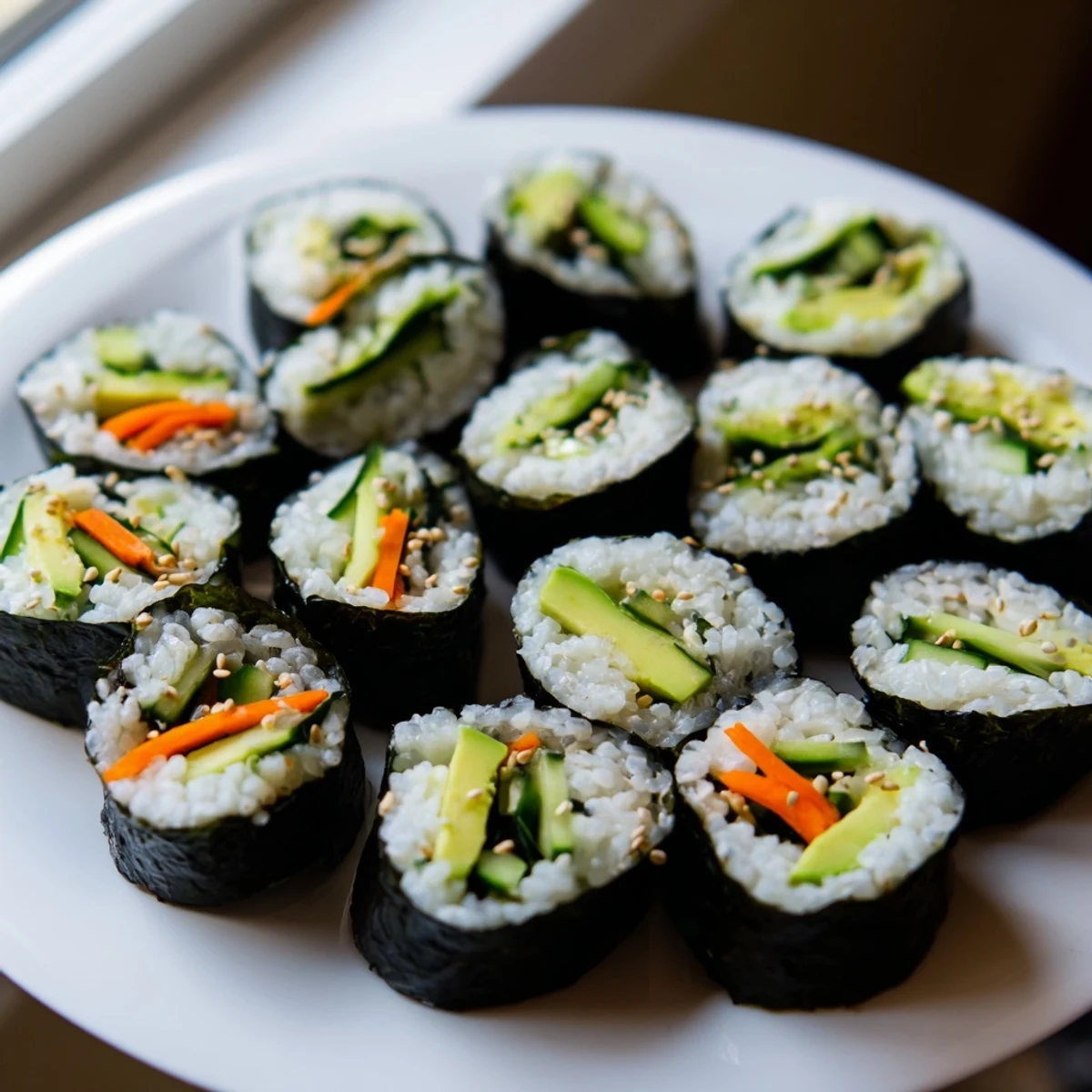 Avocado Cucumber Sushi Rolls