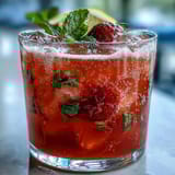 A sparkling strawberry lemon mocktail with fresh fruit and mint garnish, perfect for a sunny afternoon.