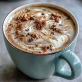 Creamy dandelion tea latte with oat milk and vanilla, frothed to perfection and dusted with cinnamon.