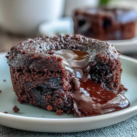 Golden-brown Chocolate Lava Cakes with Espresso, fresh from the oven with a molten center, ready to be served with vanilla ice cream.  