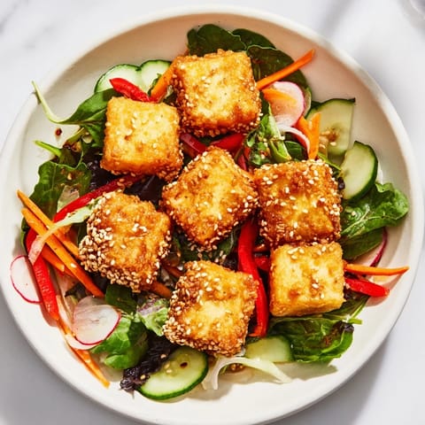 Golden Crispy Tofu Salad