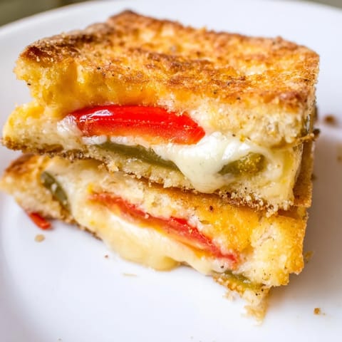A close-up of Pepper Jack & Tomato Grilled Cheese, highlighting ripe tomato slices and melted cheese on thick-cut jalapeño bread.