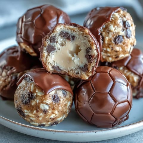 Wholesome energy balls with oats, peanut butter, and chocolate chips—perfect soccer game snack for kids and adults.