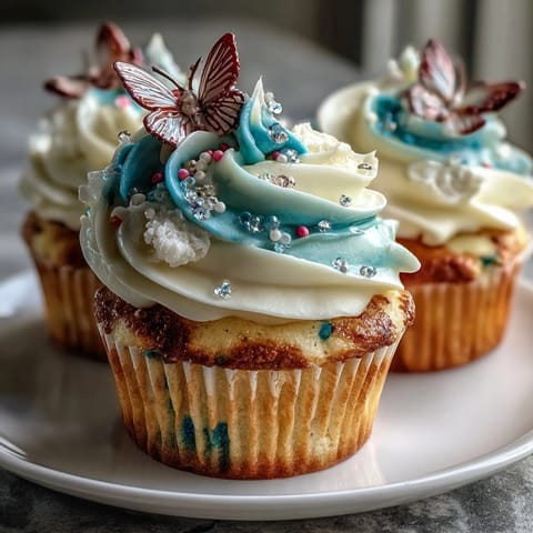 Spring Cupcakes with Pastel Butterfly Buttercream, adorned with delicate edible butterflies and soft pastel frosting swirls.  