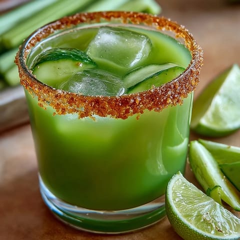 Viral Pickle Margarita Mocktail with a vibrant jalapeño rim, bursting with tangy lime.