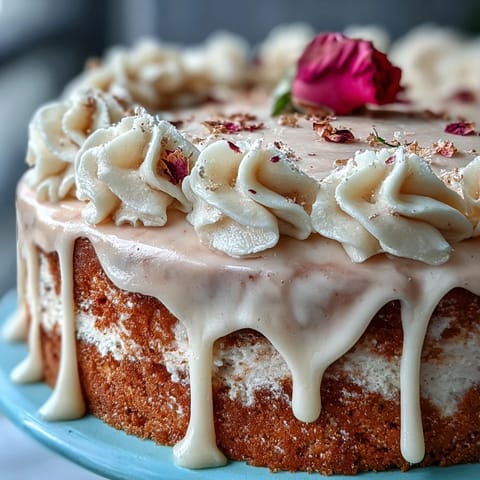 Elegant Bridal Shower Rosé Velvet Cake glistening with edible gold drip.