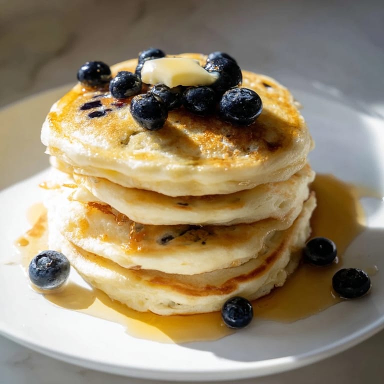 These airy Light and Fluffy Ricotta Pancakes, served warm, promise a delightful, fluffy breakfast experience.