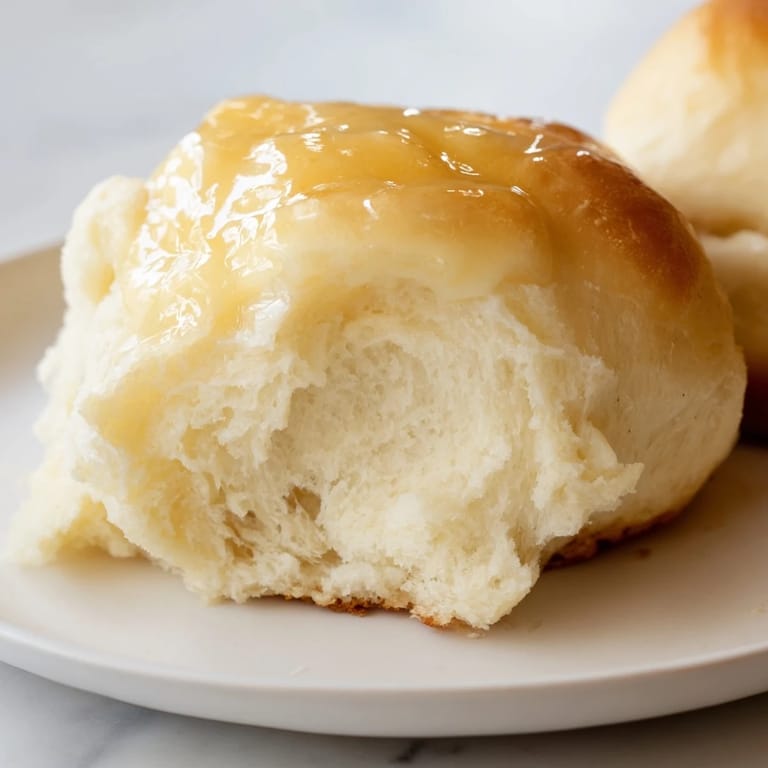 Fluffy Quick-Rise Dinner Rolls ready to serve, with a soft interior and golden-brown exterior, delicious with butter.