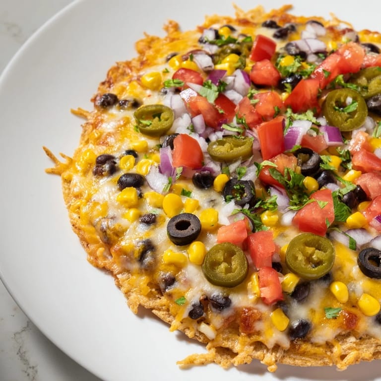 Golden, crispy Sheet Pan Nachos piled high with a rainbow of colorful vegetables and creamy avocado.