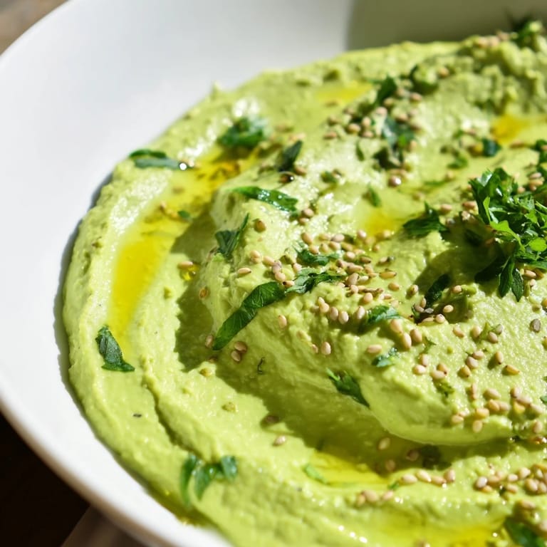 This bright green Edamame Hummus dip is blended with tahini and lemon, ready for dipping or spreading.