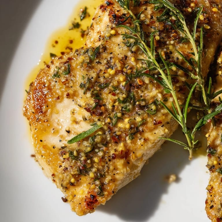 Sizzling Honey Dijon Chicken Skillet with a rich, sticky sauce and fresh herbs, ready for a busy weeknight dinner.