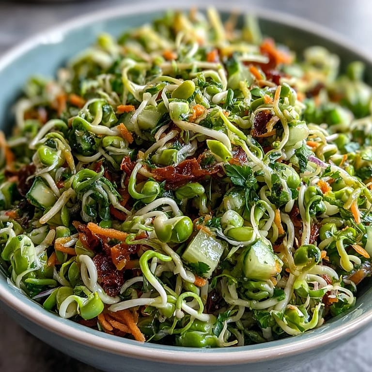 Freshly tossed sprouted seed salad, a healthy and refreshing side dish, ready to serve.