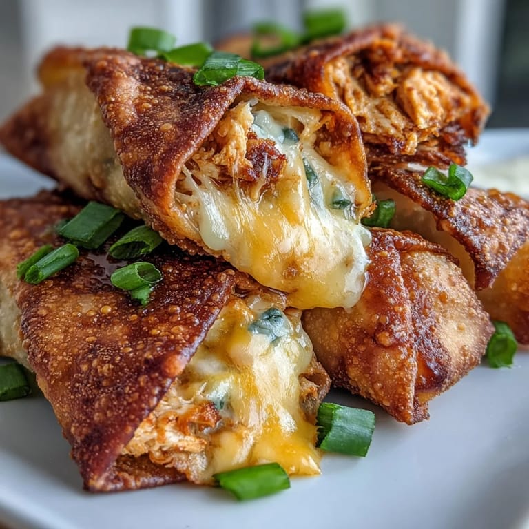 A platter of baked Buffalo Chicken Dip Egg Rolls next to crisp celery sticks for dipping.