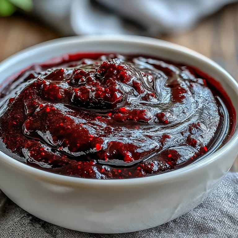 Deep purple Black Currant Reduction simmering in a saucepan with red wine, reducing to a perfect syrup.