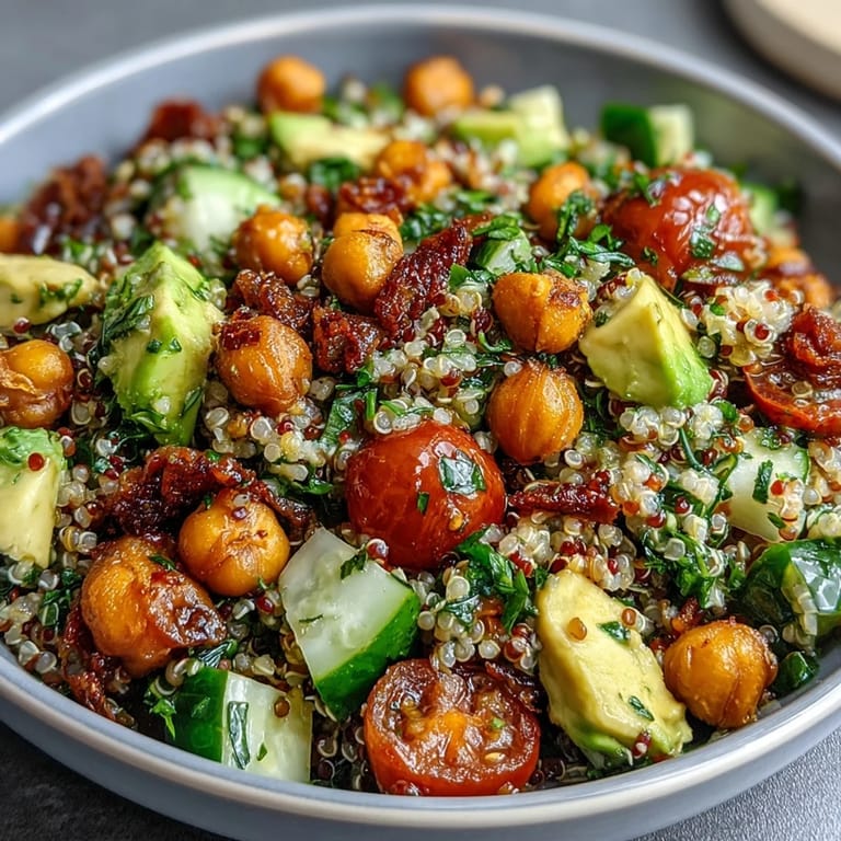 Nutritious Lemon Vinaigrette Grain Bowls with crispy chickpeas, avocado, and vibrant veggies for a satisfying vegetarian meal.