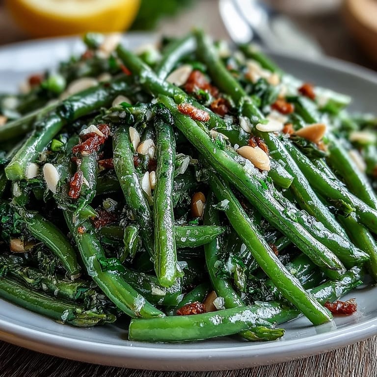 Crisp asparagus ribbons and sweet peas tossed in zesty lemon dressing, topped with Parmesan and pine nuts.  