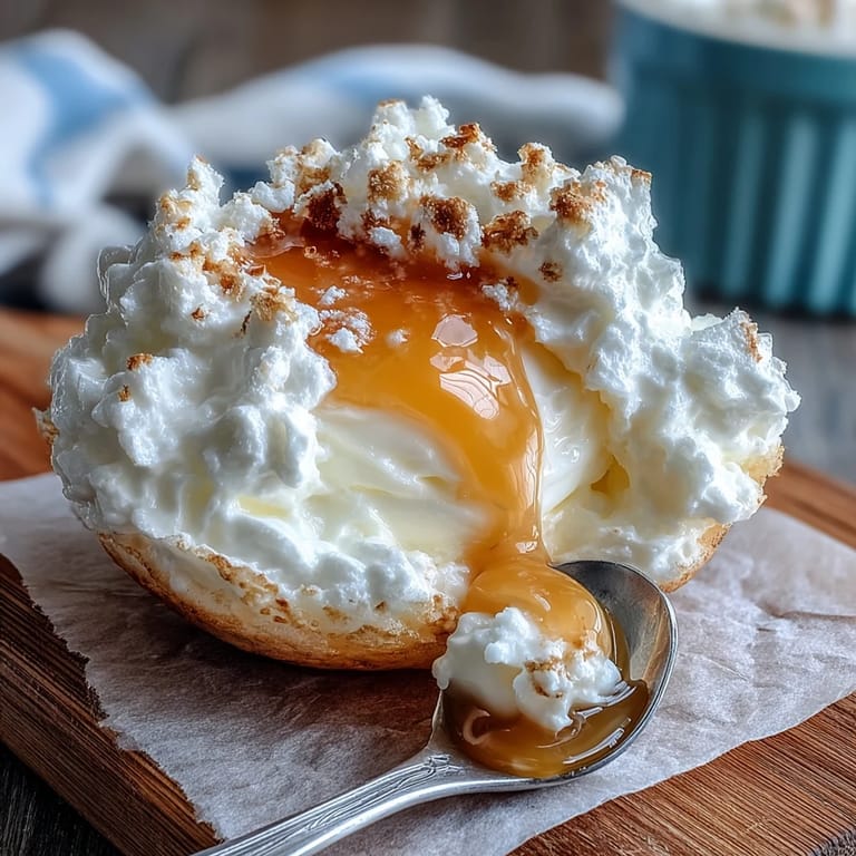 Golden-crusted cloud eggs, a light breakfast, ready to nestle a runny yolk.