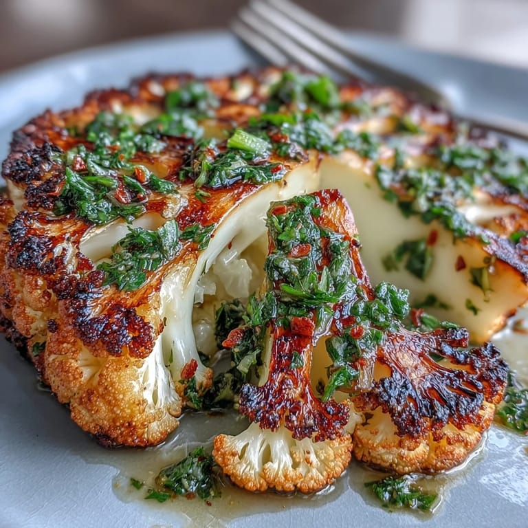 Vibrant BBQ Cauliflower Steaks featuring a savory char and herbaceous topping.