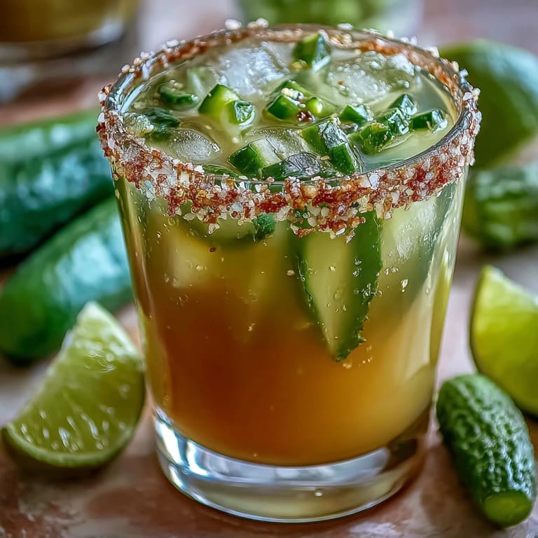 Refreshing Viral Pickle Margarita Mocktail, bright and zesty with a salty, spicy kick.