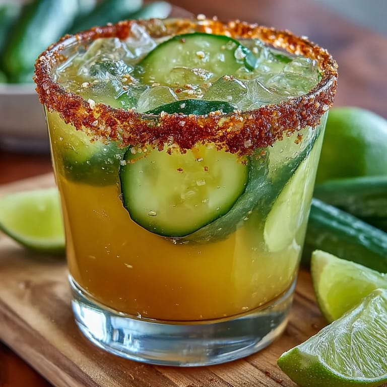 Enjoy this easy Viral Pickle Margarita Mocktail, perfectly garnished for a delicious treat.