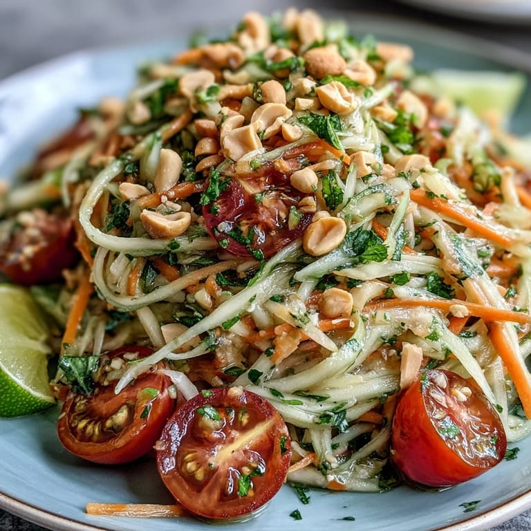 Enjoy this refreshing Thai Papaya Salad, a spicy, tangy, healthy dish.