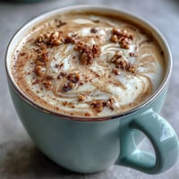 Creamy dandelion tea latte with oat milk and vanilla, frothed to perfection and dusted with cinnamon.