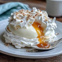 Fluffy cloud eggs bake beautifully on a sheet, topped with glistening golden yolks.