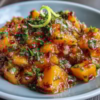 Vibrant mango habanero salsa with juicy fruit and spicy kick, perfect for dipping.